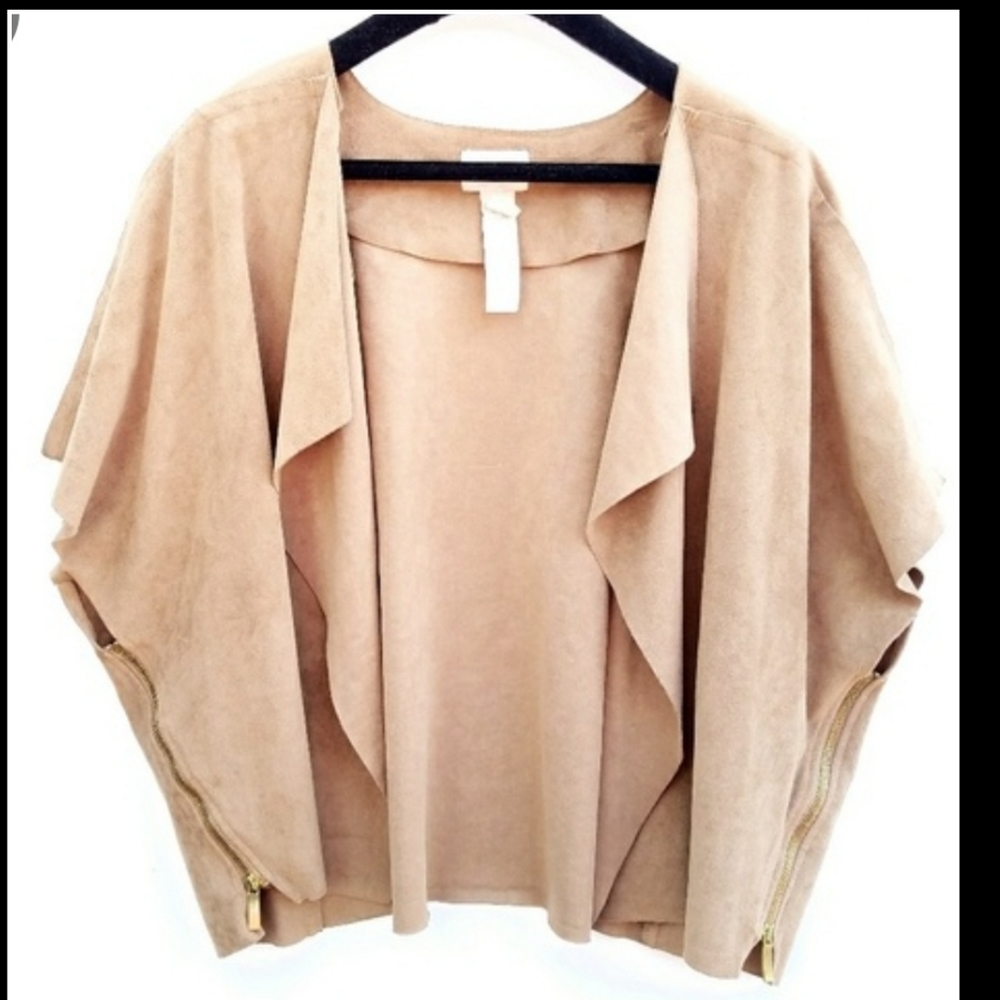 Suede Jacket with Zipper Detail